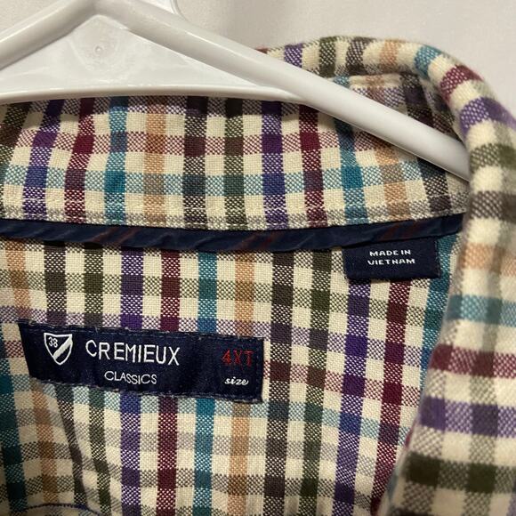 Cremieux Shirt 4XT Plaid Long Sleeve Cotton Button Down Collar Button Up - Picture 3 of 12